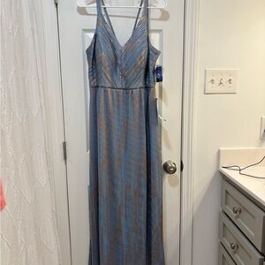 Night Way Collections Blue and Gold Formal Dress